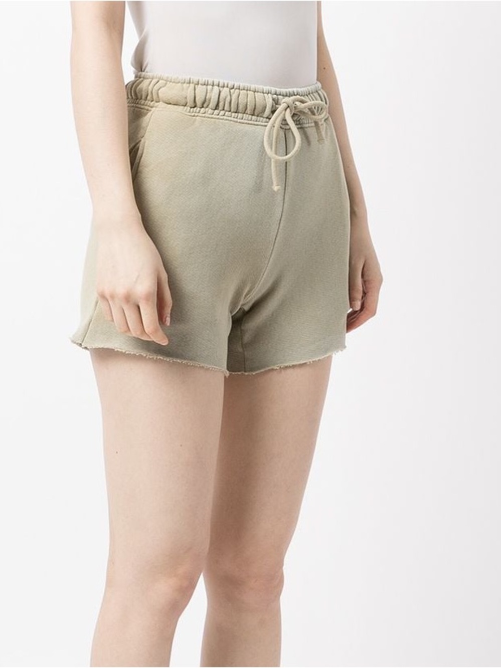 Cotton Citizen Faded Track Drawstring Shorts in Green
